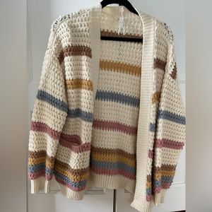 Dreamers oversized super soft off white cardigan with stripes.
